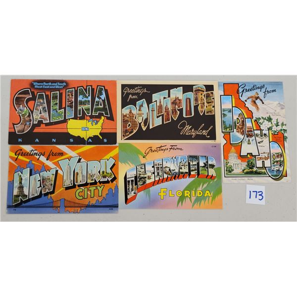 Large Letter Linen Postcards Approx.. 65