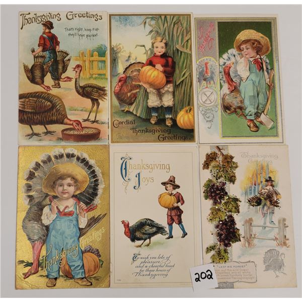 Thanksgiving Boys & Men with Turkey Postcards 30+