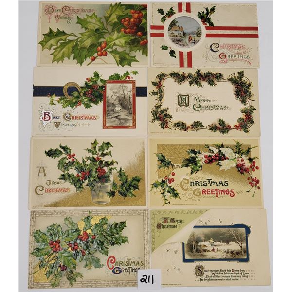 Winsch Christmas with Holly Holiday Greeting Postcards 70+