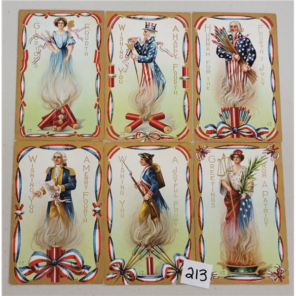 Patriotic Holiday Greeting Set of 6 Postcards
