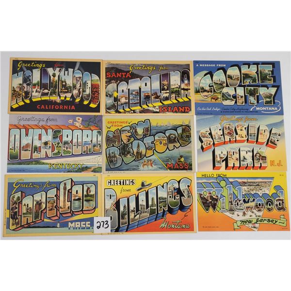 Large Letter Linen Postcards Approx. 50