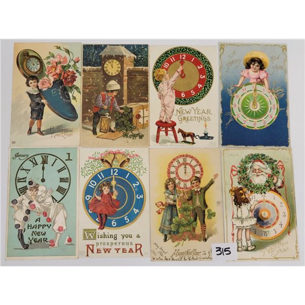 New Year Holiday Greeting Postcards with Clocks 95+