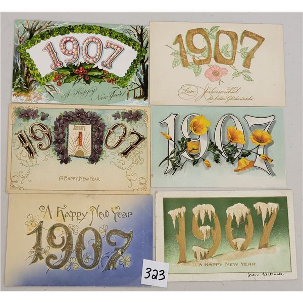 1907 Year date Holiday Greeting Postcards 12