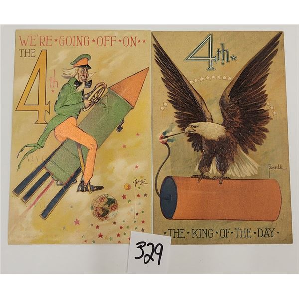 PFB Silk July 4th Patriotic Postcards 2