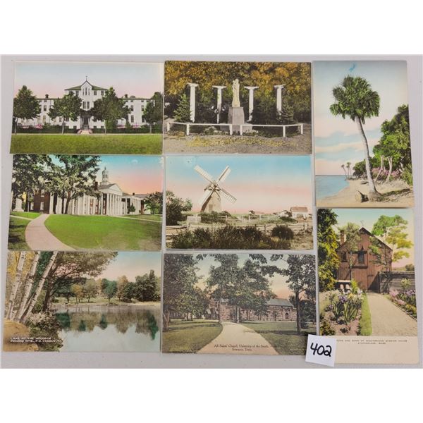 Hand colored US View Postcards 60+