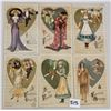 Image 1 : Set of 6 Winsch Valentine Greetings Lady in Front of Heart Postcards