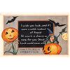 Image 1 : Whitney Halloween Witch & Bat Holiday Greeting Postcard
