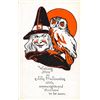 Image 1 : Witch with Owl Metropolitan News Halloween Greeting Postcard