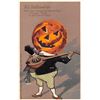 Image 1 : All Halloween Pumpkin Head Playing Guitar Holiday Greeting Postcard