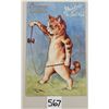 Image 1 : Tuck Louis Wain Signed Cat Diabolo Greeting Postcard