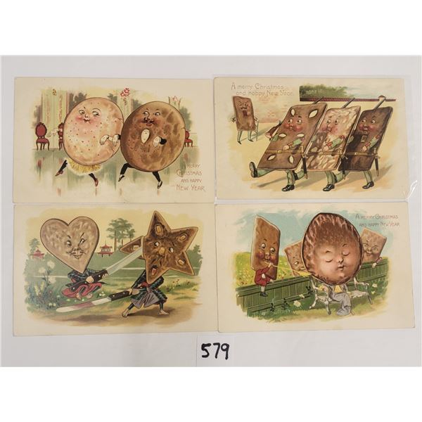 8 Fantasy Cookie Face Greeting Postcards