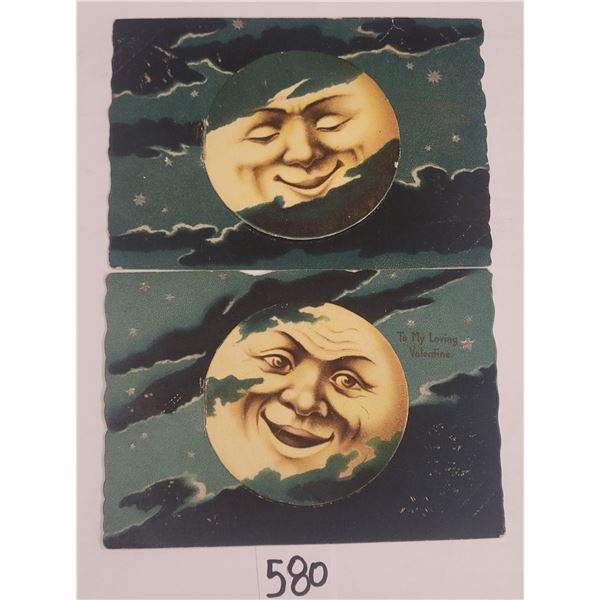 2 Tuck Novelty Moon Face Fold Out Valentine Greetings