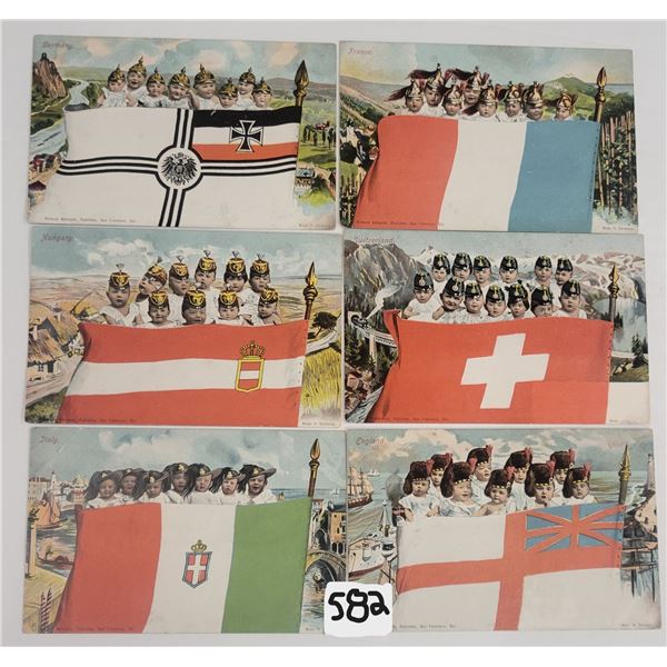 10 International Flag Multiple Baby Greeting Postcards