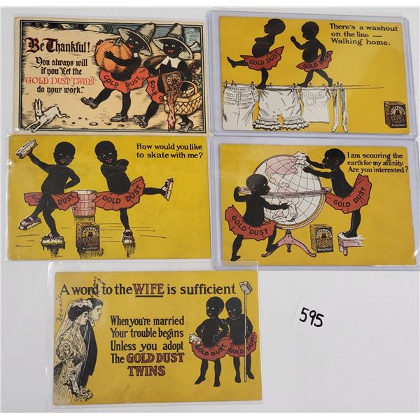 Group of 5 Gold Dust Twins Advertising Black Americana Postcards.