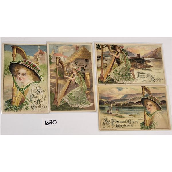 4 Winsch Lady St. Patrick's Day Holiday Greeting Postcards