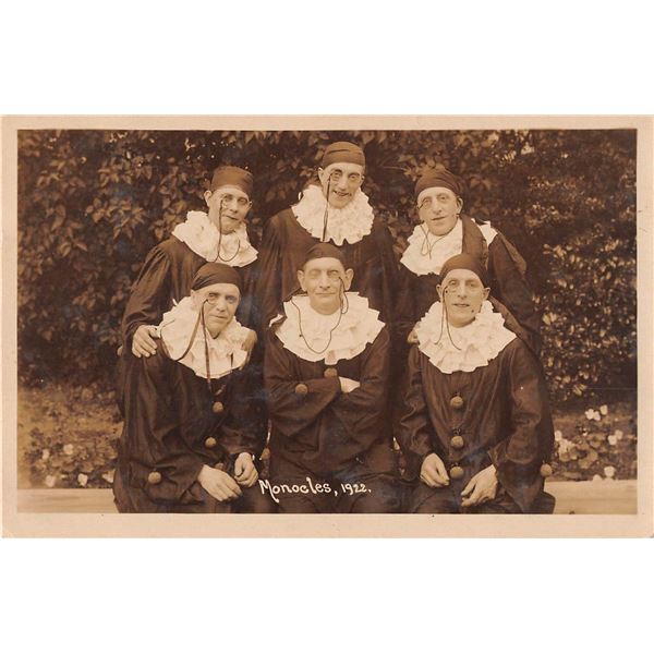 Real Photo of Clowns with Monocle Glass Postcard