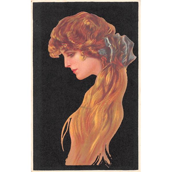 Pair of Pretty Lady Postcards with Black Background