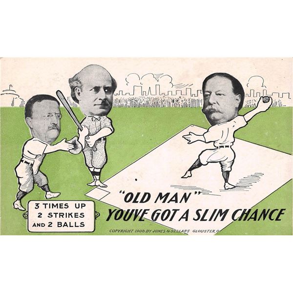 Presidential Baseball Postcard Teddy Roosevelt Wm. J Bryan & Taft