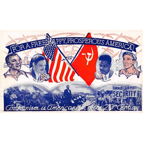 1936 Communist Party Browder & Ford Campaign Postcard