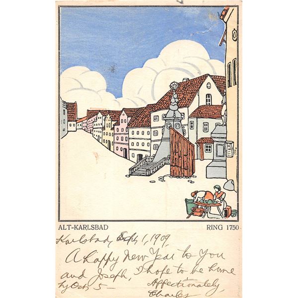 Alt-Karlsbad Ring 1750 Wiener Werkstaette No. 212 Postcard