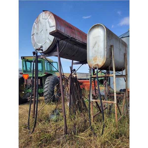 1- 500-gal diesel & 1- 100-gal gas Fuel tanks c/w stands