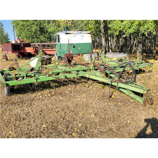 JD 100F Chisel plow, 20 ft, Degelman mtd harrows, cyl.. Not included