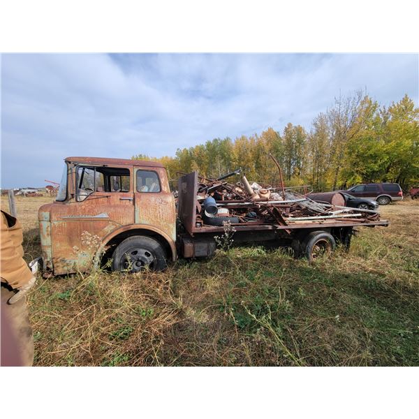 Ford C-600 Truck, Sold for parts c/w steel deck & misc. scrap, SN. C60C9U28181