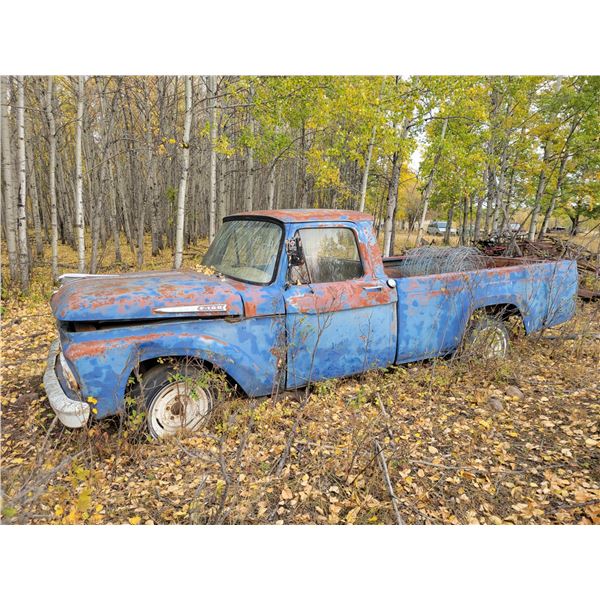 Approx. 1963 Ford F100 Pickup truck, 6 cyl 3 spd, SN. 106307A-6991022L, sold for parts