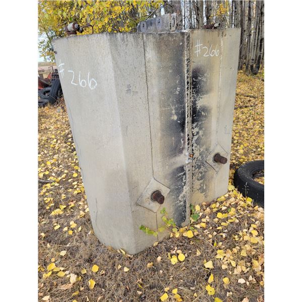 Pair of custom built alum. fuel tanks for a truck, has crack, approx. 150-gal each