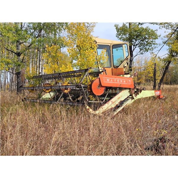 1967 Owatonna Imperial 81, 16 ft swather, 4 cyl. Ford engine, sold for parts