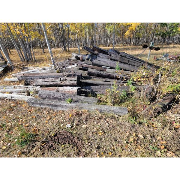 Qty of railroad ties, fence posts and misc.