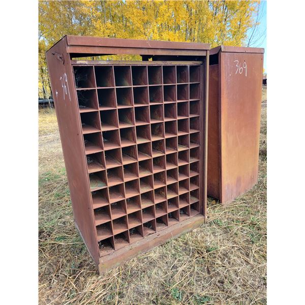 3- Metal pigeon hole cabinets