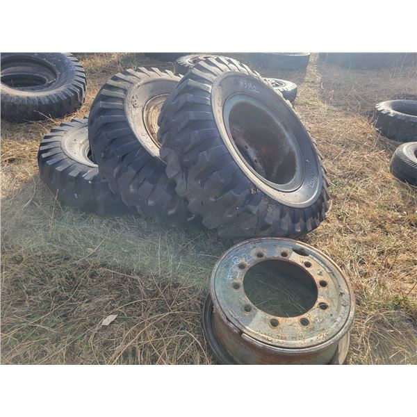 Qty of 12.00x20 military truck tires on 10-stud rims