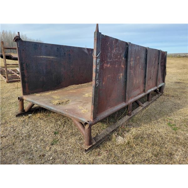 Steel box on pipeline skid sloop, approx. 16 ft x 7 ft x 4 ft High sides