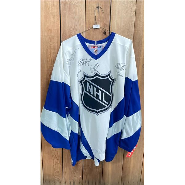 VINTAGE CCM 1998-99 NHL ALL STAR WORLD TEAM SIGNED JERSEY FEAT. STAN SMYL, ORLAND KURTENBACH,