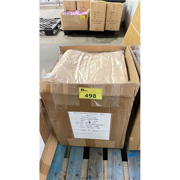 CASE OF 20 CREAM FLANNEL BLANKETS (120CM X 150CM)