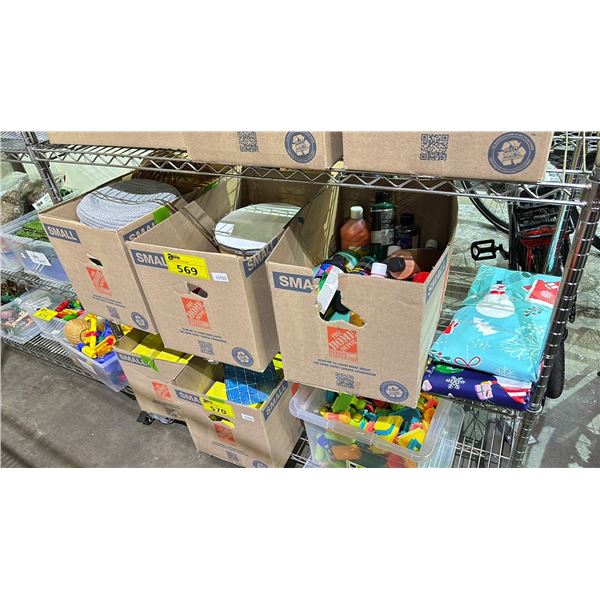 3 BOXES OF TEMPERA PAINT, LOLLIPOP DRUMS & BASKETS