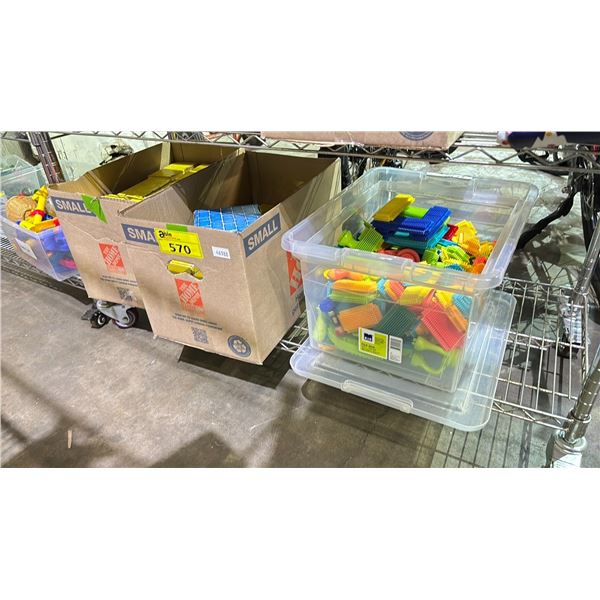 BOX OF BRISTLE BLOCKS & 2 BOXES OF CARDBOARD BRICK BLOCKS