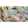 Image 2 : 3 BINS OF GRASS SQUARES, ASSORTED STONES, FAUX FOLIAGE & ASSORTED WOOD SLICES