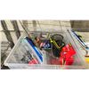 Image 2 : 3 PLASTIC BINS OF OFFICE SUPPLIES, FELT BOARD STORY SUPPLIES & MORE
