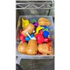 Image 2 : 3 BOXES OF MR POTATO HEAD DOLLS, STORAGE BINS, FOOD WRAP, DISH CLOTHS & MORE