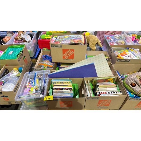PALLET OF ASSORTED OFFICE SUPPLIES, CHILDREN'S BOOKS, WOOD PUZZLES & MORE *MUST TAKE ALL ON PALLET*