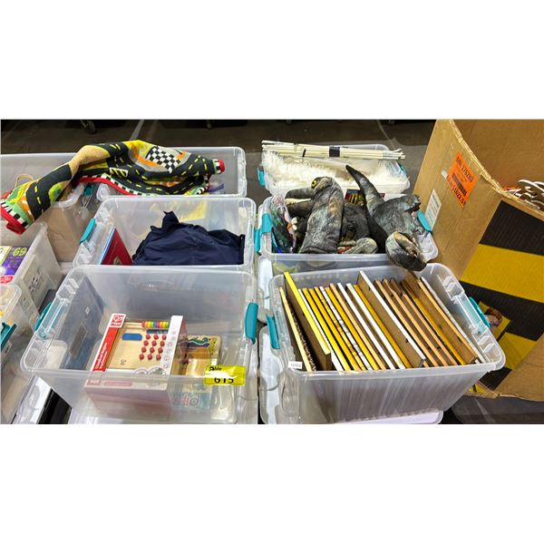 PALLET OF PAINTED FRAMES, CHILDREN'S CAPES, DINOSAUR PLUSH TOYS, FABRIC PIECES & MORE *MUST TAKE ALL