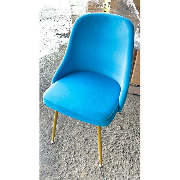BOX OF 2 KD FURNITURE LIGHT BLUE SIDE CHAIRS WITH GOLD FINISH LEGS - C1-MM001S - B