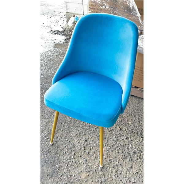 BOX OF 2 KD FURNITURE LIGHT BLUE SIDE CHAIRS WITH GOLD FINISH LEGS - C1-MM001S - B