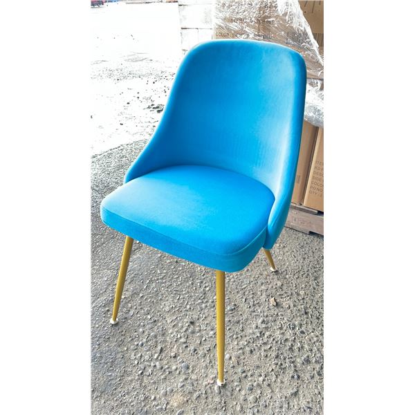 BOX OF 2 KD FURNITURE LIGHT BLUE SIDE CHAIRS WITH GOLD FINISH LEGS - C1-MM001S - B