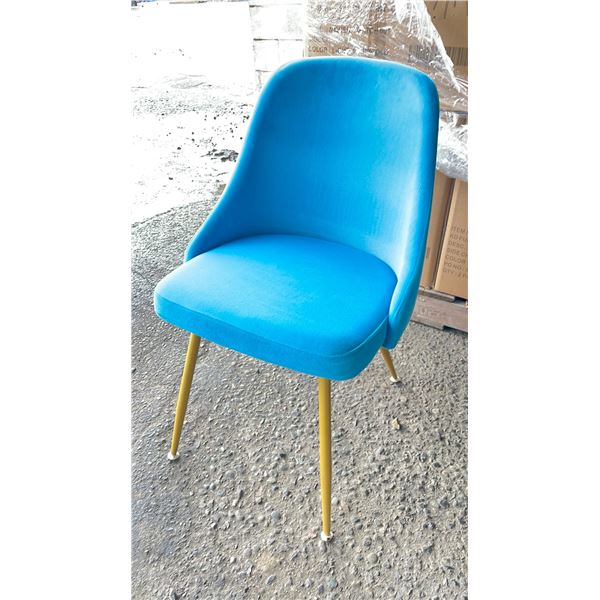 BOX OF 2 KD FURNITURE LIGHT BLUE SIDE CHAIRS WITH GOLD FINISH LEGS - C1-MM001S - B