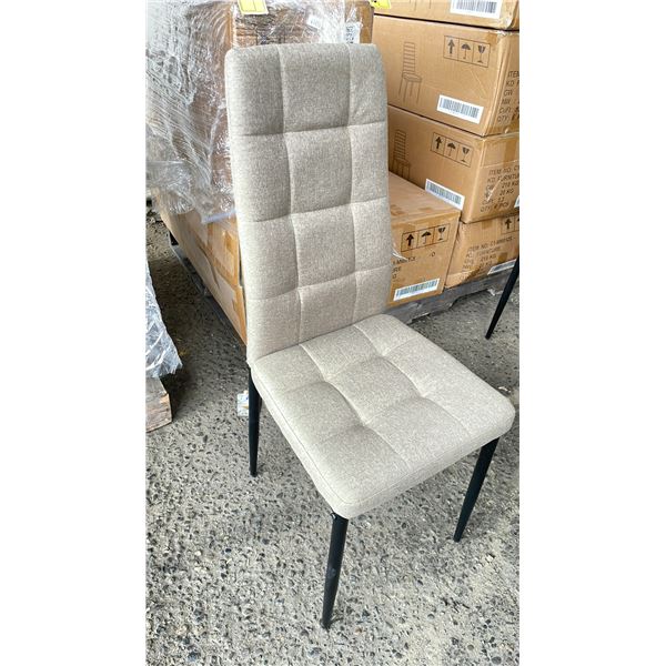 BOX OF 6 KD FURNITURE BROWN FABRIC DINING CHAIRS WITH BLACK LEGS - C1MM011S - O