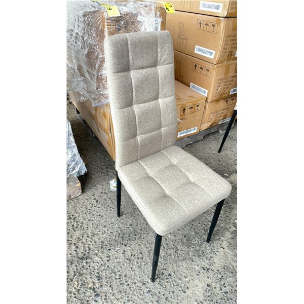 BOX OF 6 KD FURNITURE BROWN FABRIC DINING CHAIRS WITH BLACK LEGS - C1MM011S - O