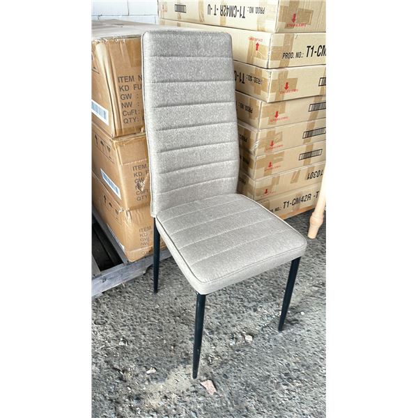 BOX OF 6 KD FURNITURE BROWN FABRIC DINING CHAIRS WITH BLACK LEGS - C1MM012S - O